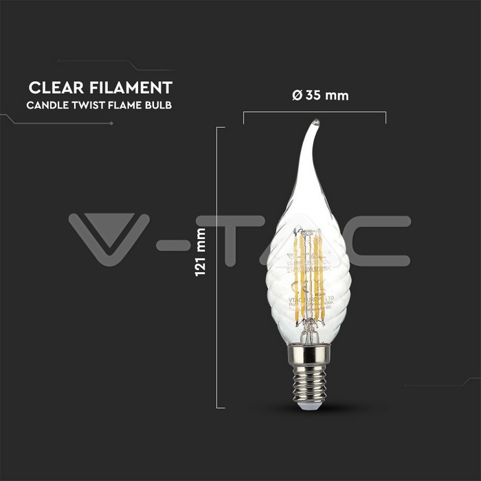 VT-1678 8W FILAMENT A65 BULB 4000K