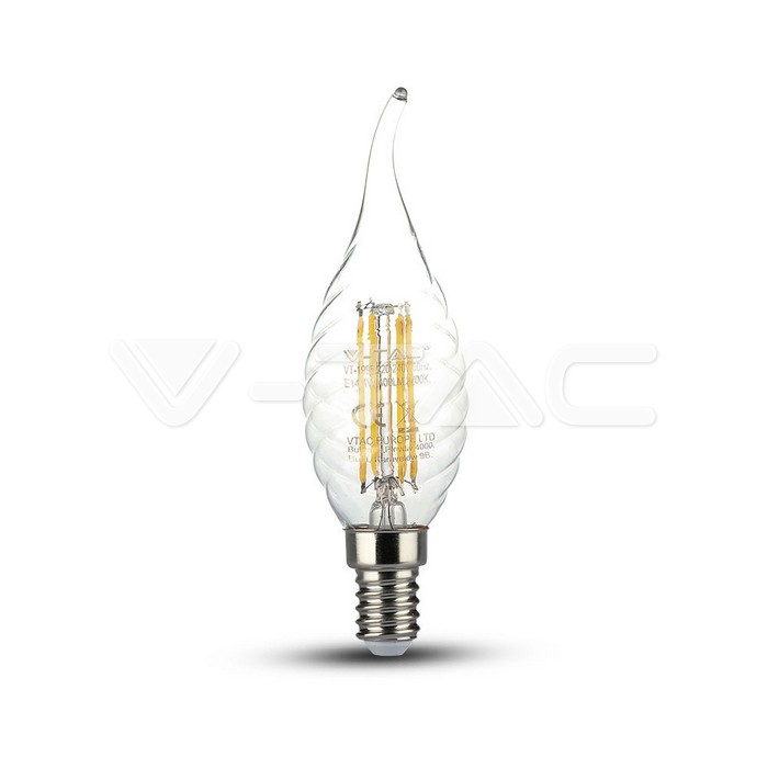 VT-1995 LED Bulb - 4W Filament E14 Twist Candle Tail 6000K