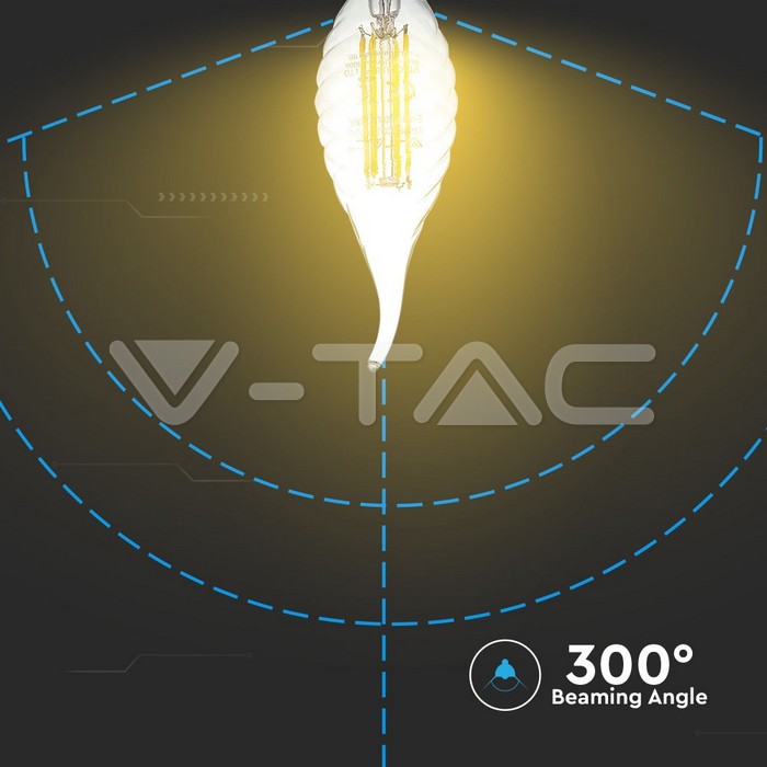 VT-1995 LED Bulb - 4W Filament E14 Twist Candle Tail 6000K