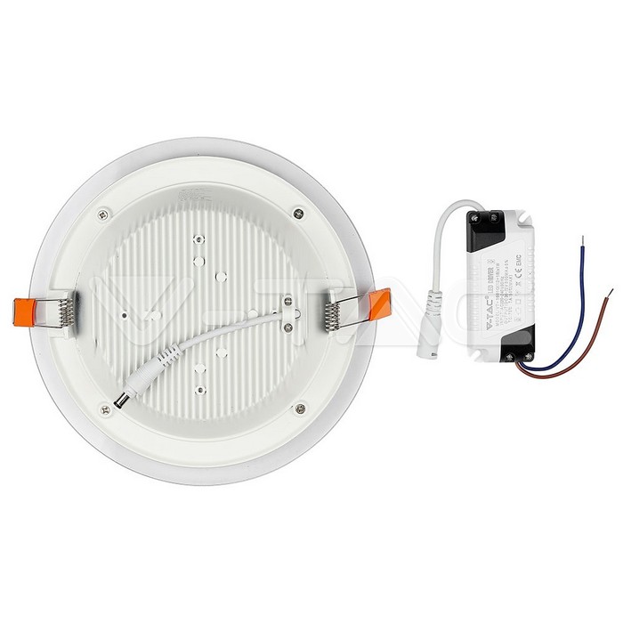 VT-1881G 18W LED Panel Downlight Glass - Round 6400K