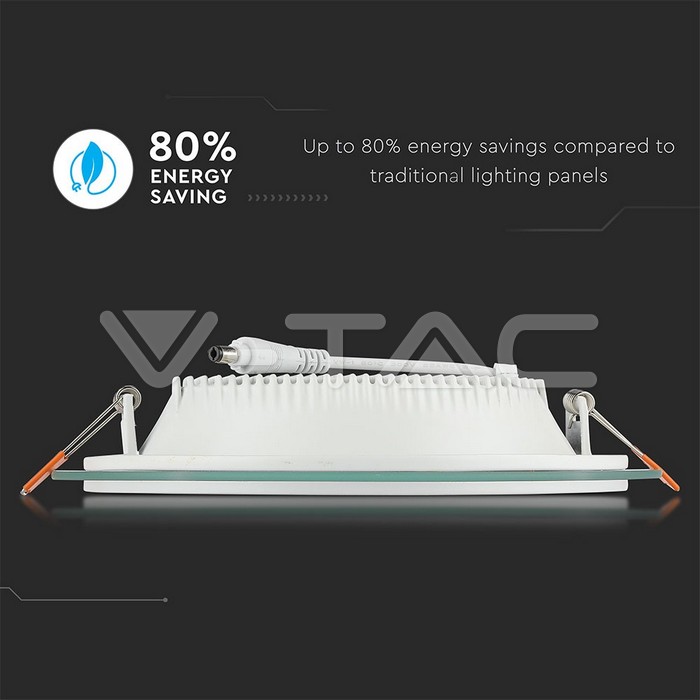 VT-1881G 18W LED Panel Downlight Glass - Round 6400K