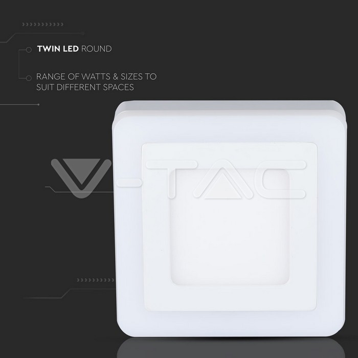 VT-809 6W+2W LED Surface Panel Downlight - Square 4500K EMC+CR80