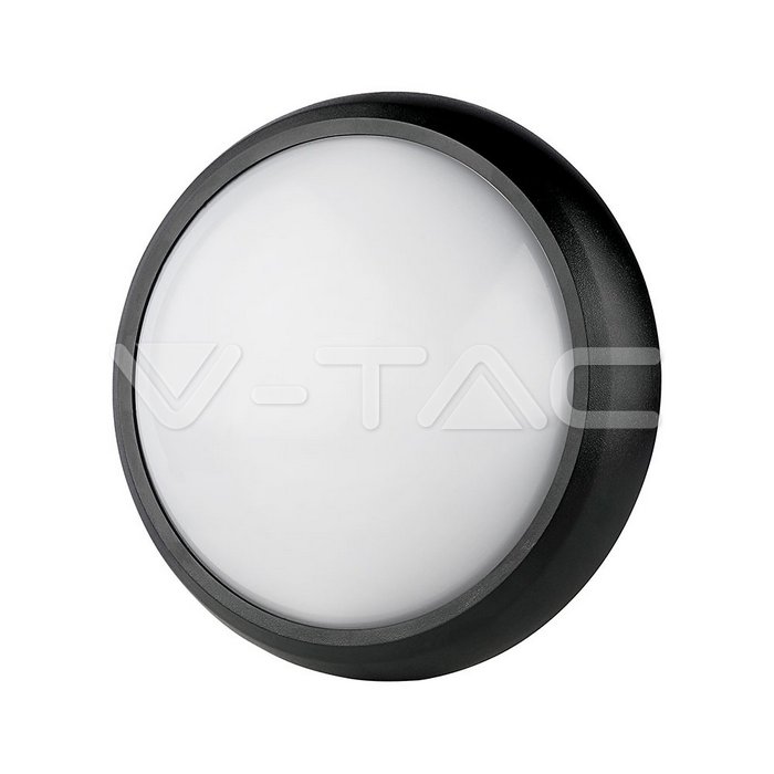 VT-8015 12W Dome Light Fitting Black Body Round 6000K IP65