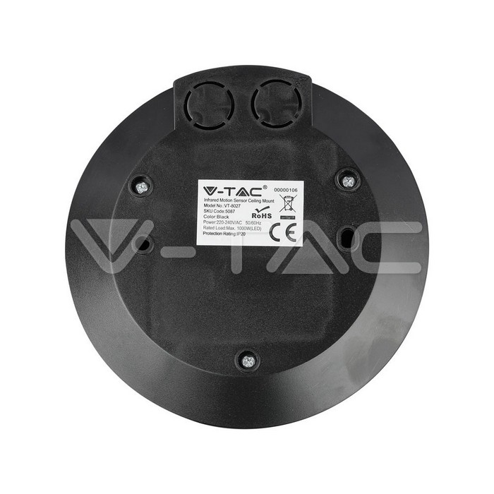 VT-8027 PIR Ceiling Sensor Flat Black