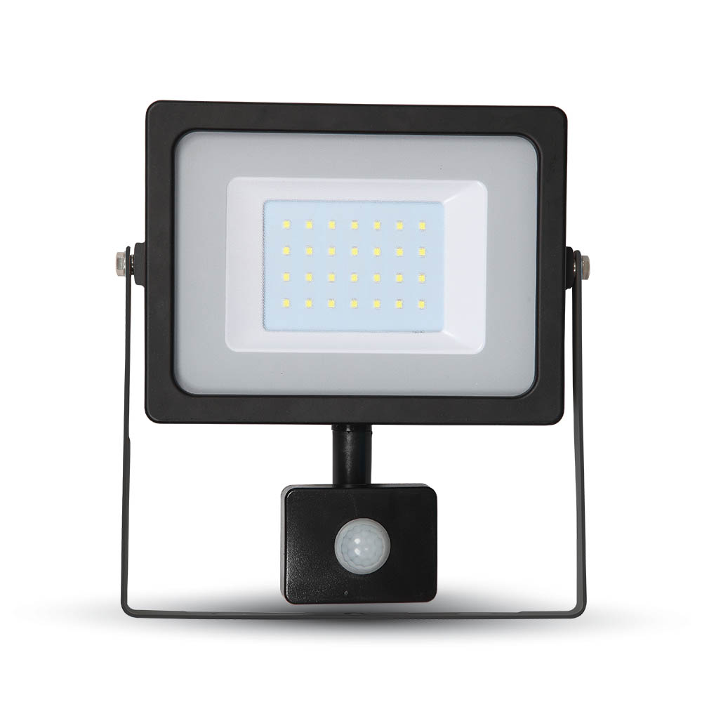 VT-4933 30W LED Sensor Floodlight Black Body SMD 3000K