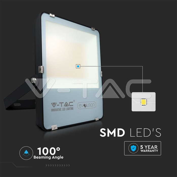 VT-49261 200W LED Floodlight Black Body 6400K 160 lm/W
