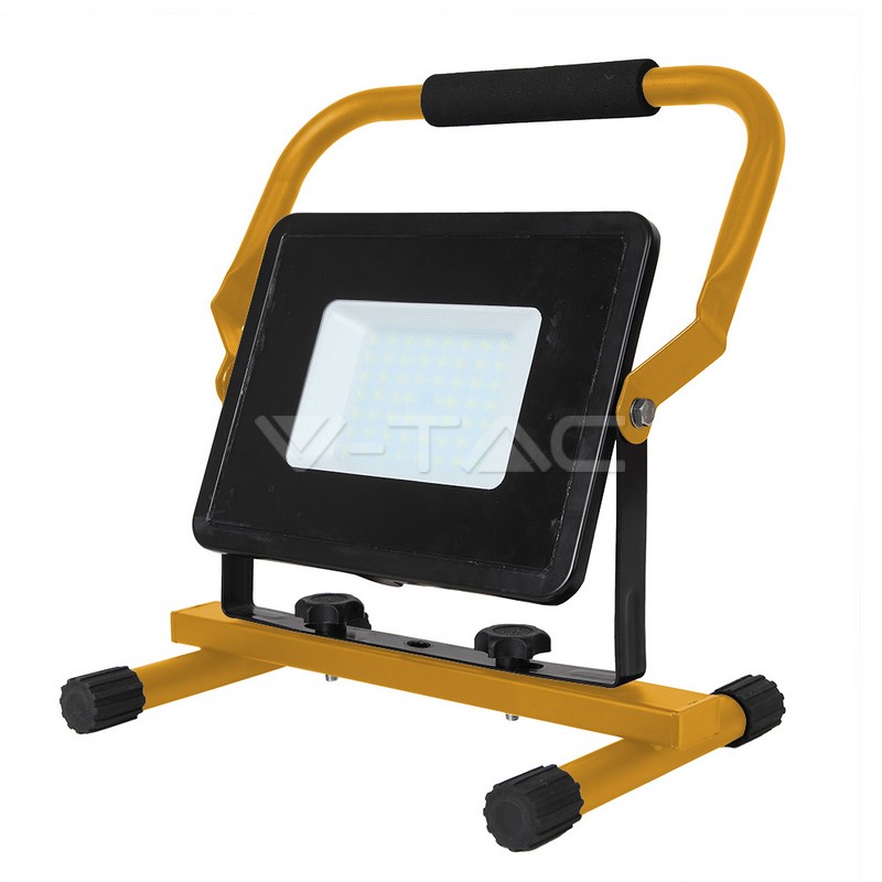 VT-4250 50W LED SMD Slim Floodlight with Stand And EU Plug Black Body 6400K