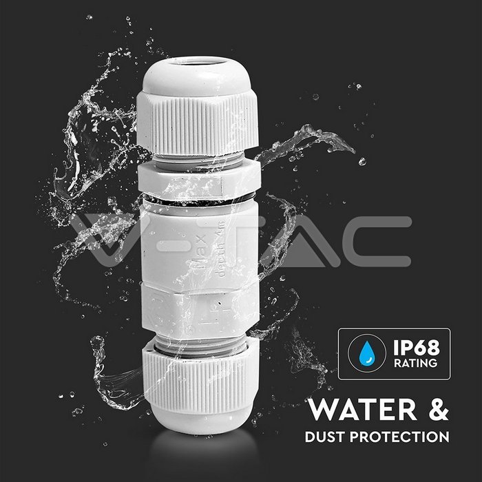 VT-868 WHITE WATERPROOF TERMINAL BLOCK -CABLE DIAMETER(5-9mm),IP68