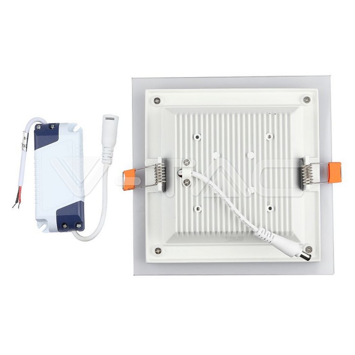 VT-1202G 18W LED Panel Downlight Glass - Square 4000K