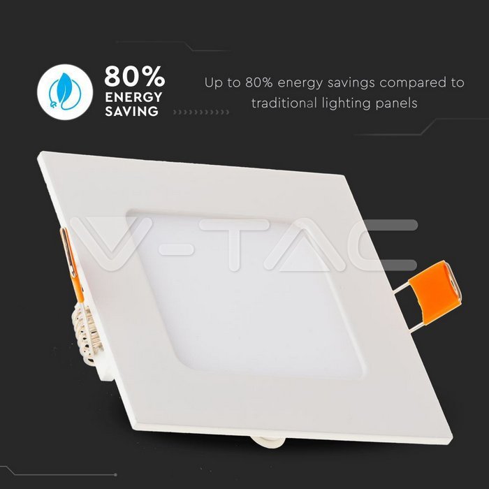 VT-307 3W LED Premium Panel Downlight - Square 6000K