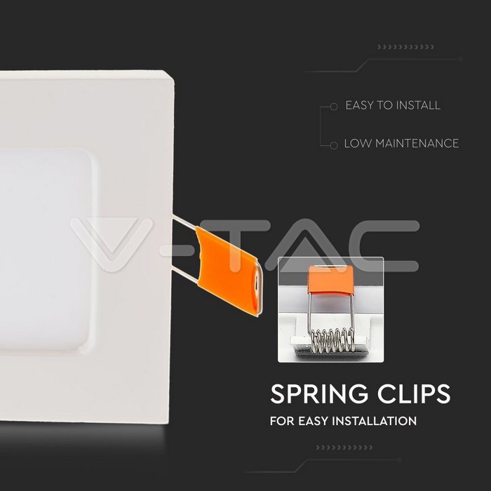 VT-307 3W LED Premium Panel Downlight - Square 6000K