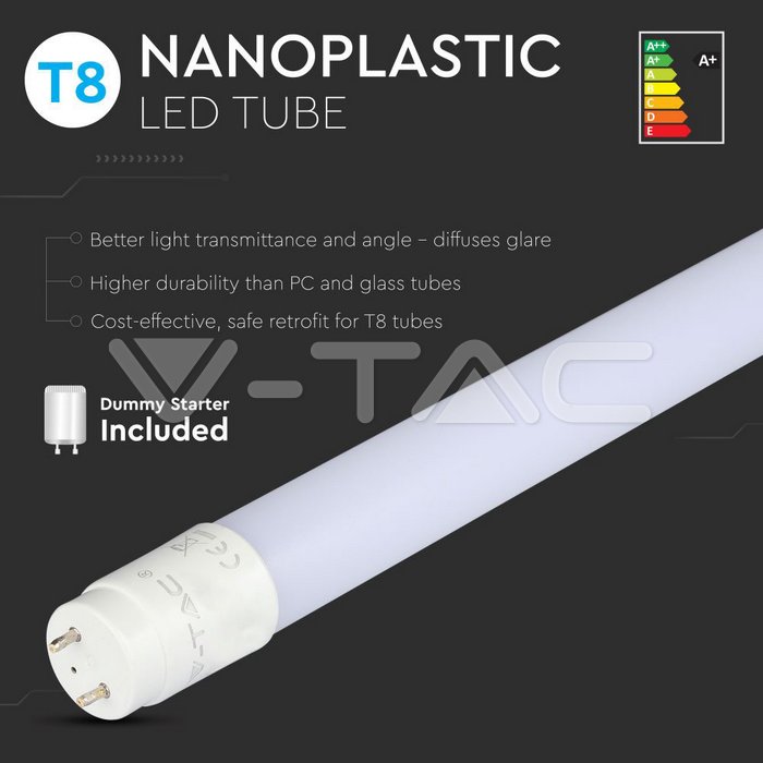 VT-1577SMD LED Tube T8 22W - 150 cm Nano Plastic Non Rotation 6400K