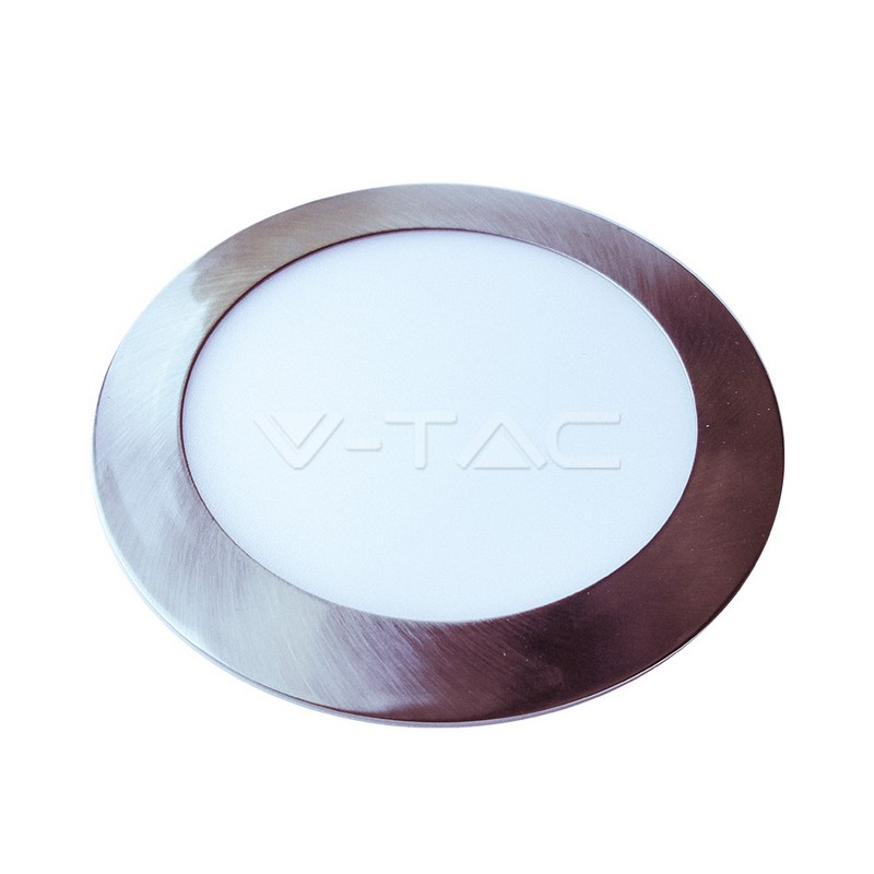VT-1207SN 12W LED Slim Panel Light Satin Nickel Round 4500K