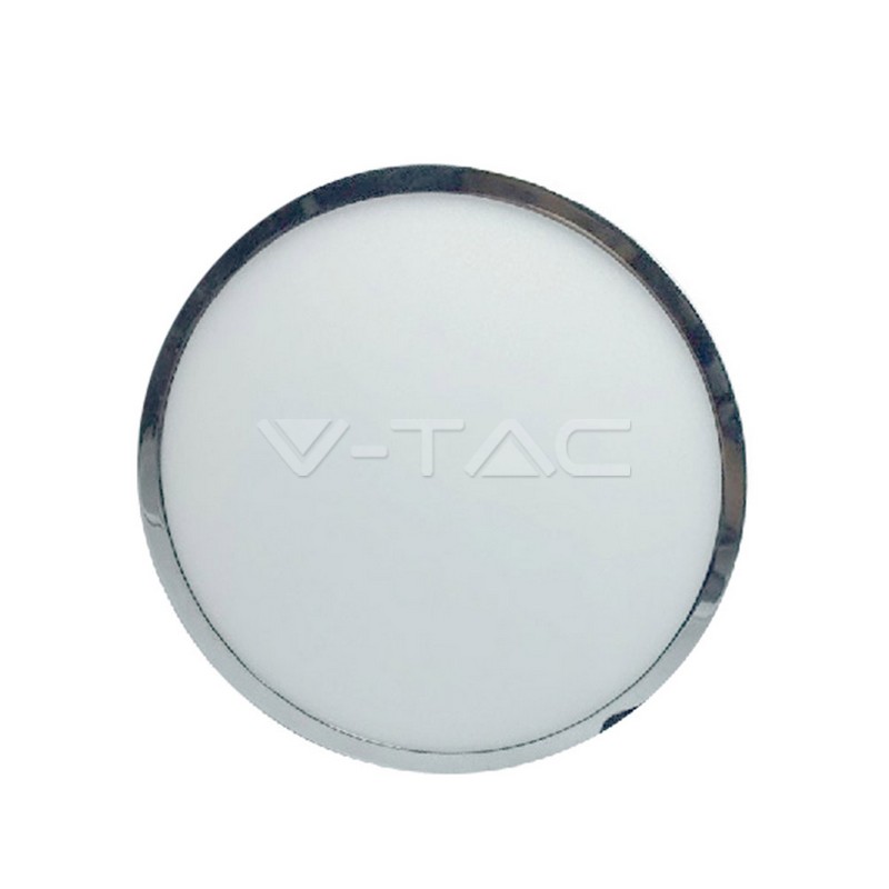 VT-1205CH 12W LED Surface Panel Light Chrome Round 6000K