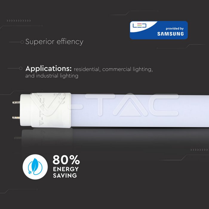 VT-121 LED Tube SAMSUNG CHIP - 120cm 18W G13 Nano Plastic 6400K