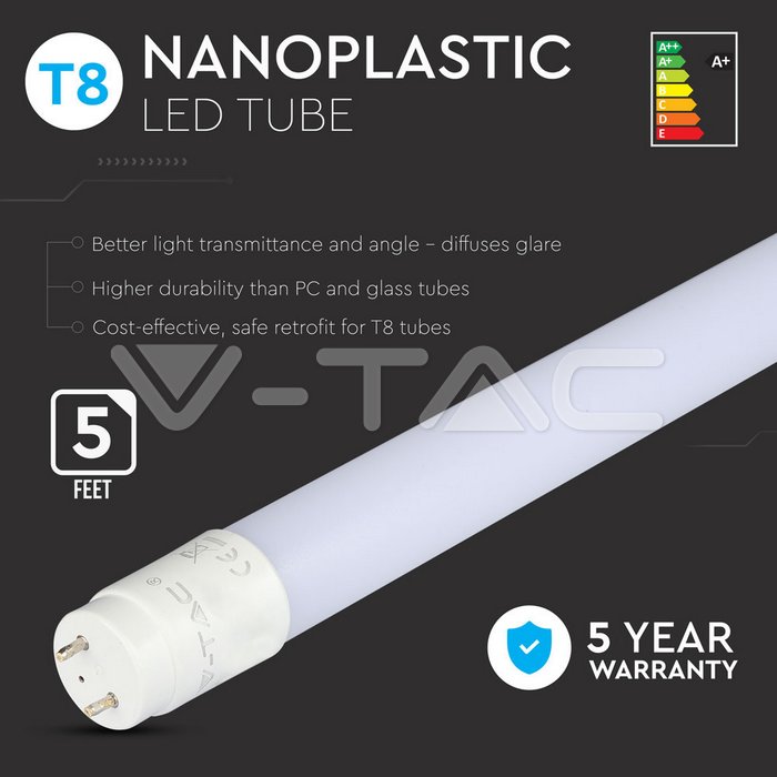 VT-151 LED Tube SAMSUNG CHIP - 150cm 22W G13 Nano Plastic 4000K
