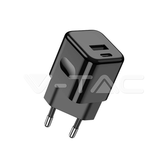 VT-5330 30W CHARGING ADAPTER 1 PD+1 QC PORT BLACK
