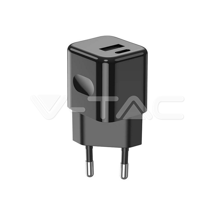 VT-5330 30W CHARGING ADAPTER 1 PD+1 QC PORT BLACK