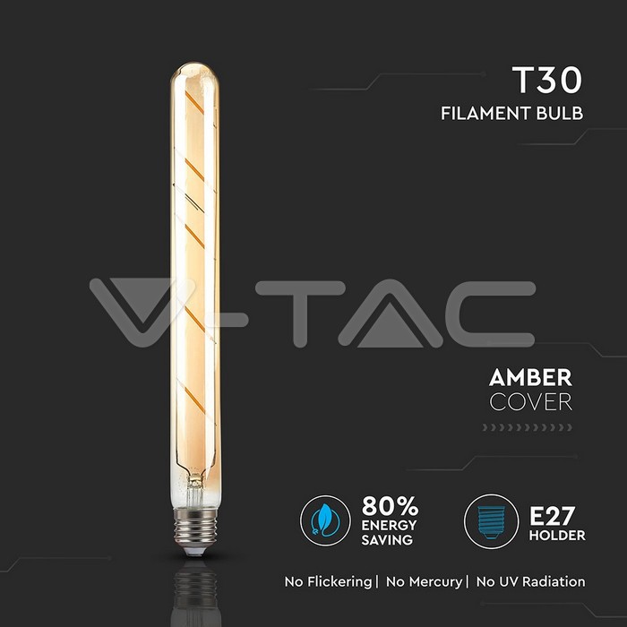 VT-1895 LED Bulb 5W T30 E27 Filament Amber Warm White