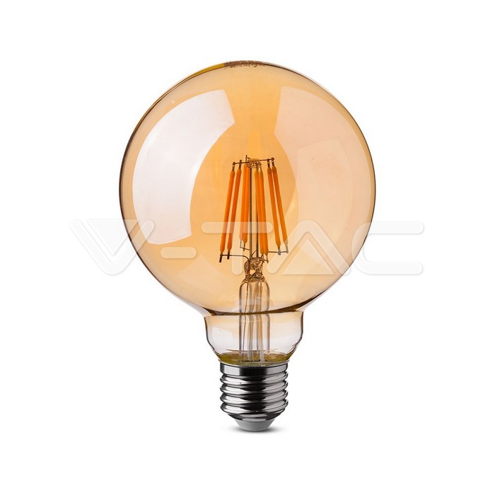 VT-2018D LED Bulb - 8W Filament E27 G125 Amber 2200K Dimmable