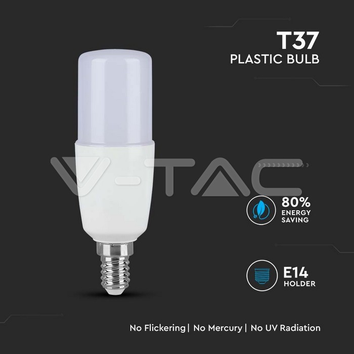 VT-2029 LED Bulb - 9W T37 E14 Plastic 6400K