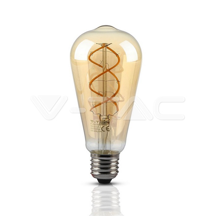VT-2065 BULB 5W E27 ST64 FILAMENT GOLD GLASS CURVE SHAPE 2200K