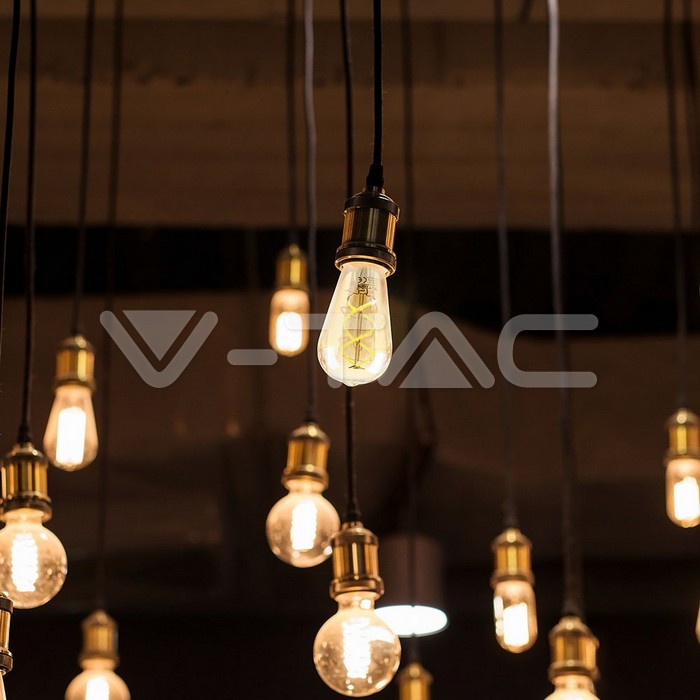 VT-2065 BULB 5W E27 ST64 FILAMENT GOLD GLASS CURVE SHAPE 2200K
