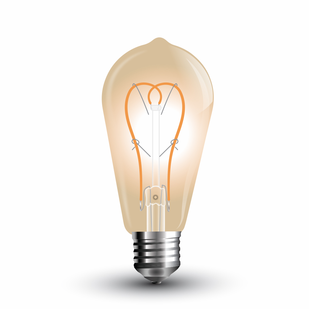VT-2066 LED Bulb 5W E27 Long Filament Gold Glass ST64 Warm White