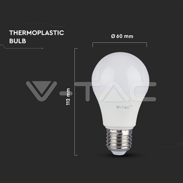 VT-1900 LED Bulb - 9W E27 A60 Thermoplastic 4000K 3PCS/PACK