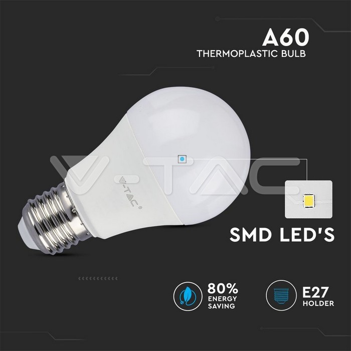 VT-1900 LED Bulb - 9W E27 A60 Thermoplastic 6400K 3PCS/PACK