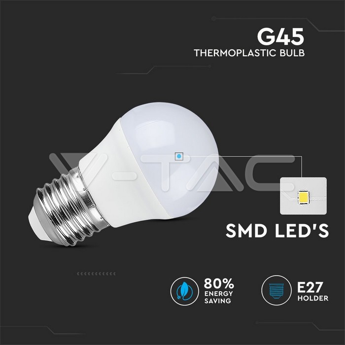 VT-2176 LED Bulb - 5.5W E27 G45 6400K 3PCS/PACK