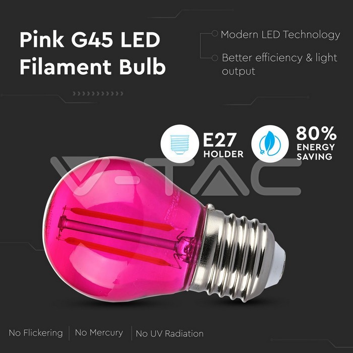 VT-2132 LED Bulb - 2W Filament E27 G45 Pink Color