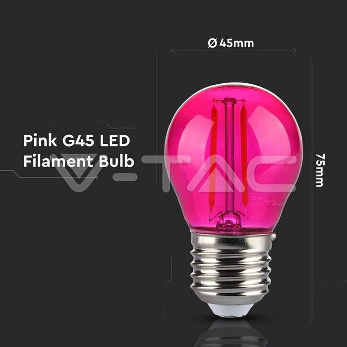 VT-2132 LED Bulb - 2W Filament E27 G45 Pink Color