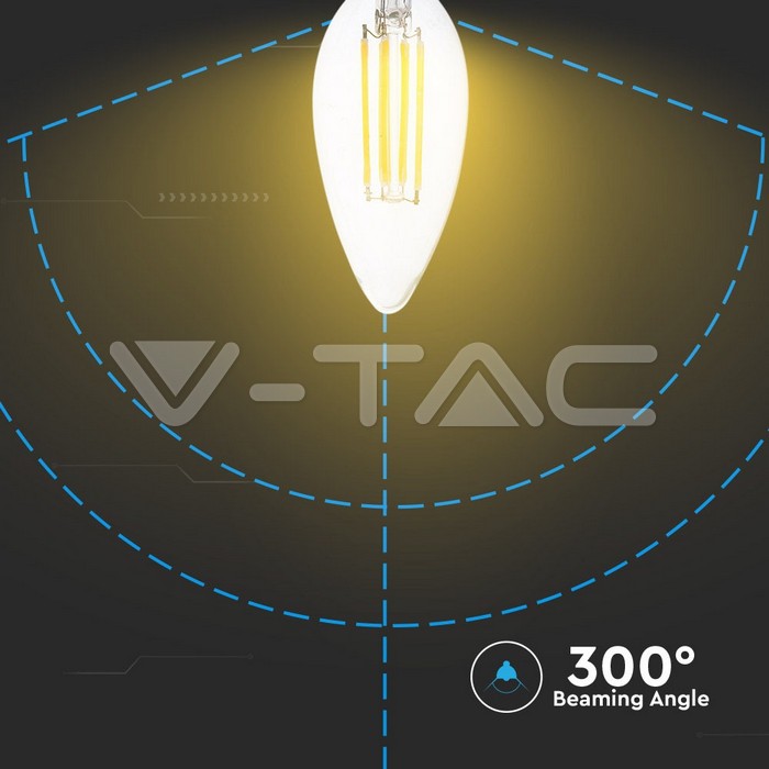 VT-2127 LED Bulb 6W Filament E14 Clear Cover Candle 3000K