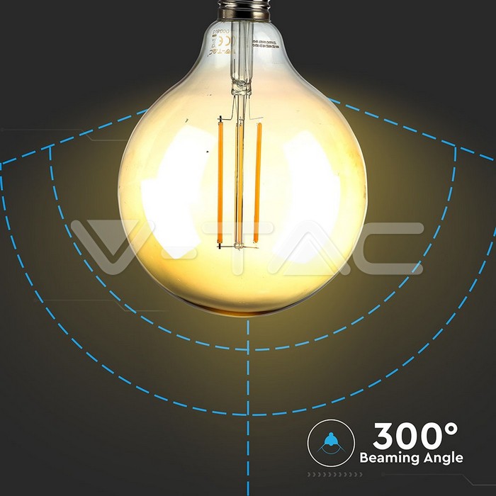 VT-2153 12.5W G125 LED FILAMENT BULB-AMBER COVER WITH COLOROCDE:2200K E27
