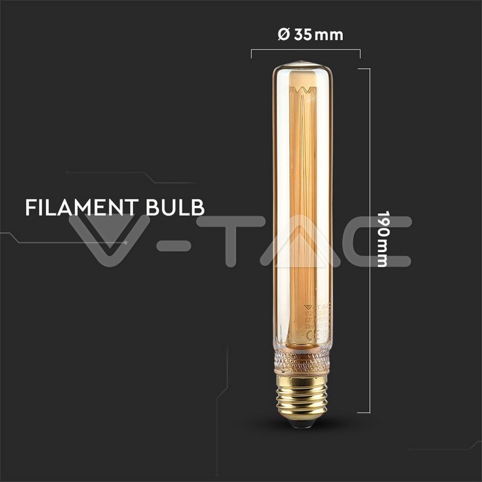 VT-2162 2W T30 LED ART FILAMENT BULB AMBER GLASS 1800K E27