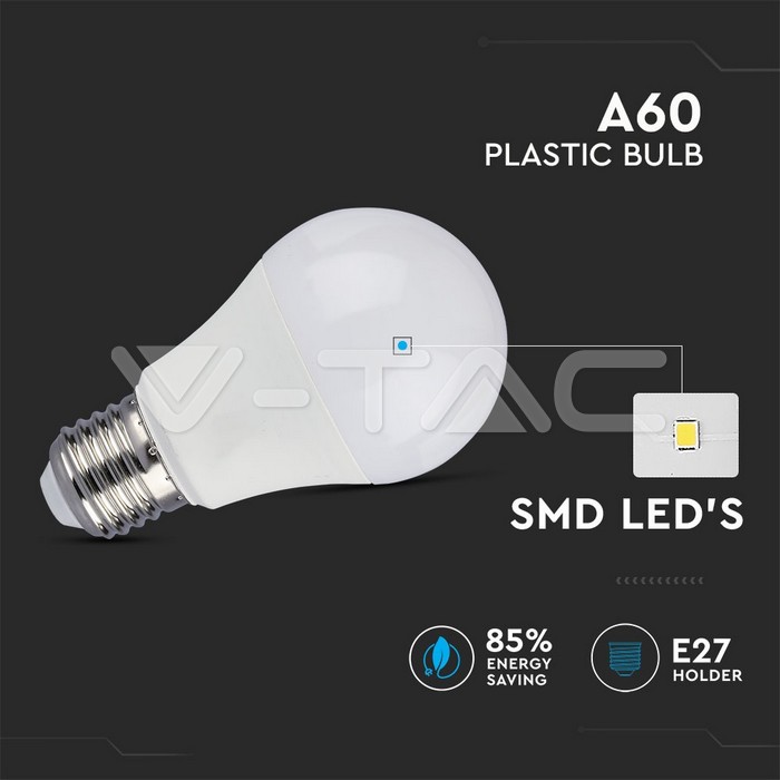 VT-2213 12W A60 LED PLASTIC BULB COLORCODE:6400K E27,CRI>95