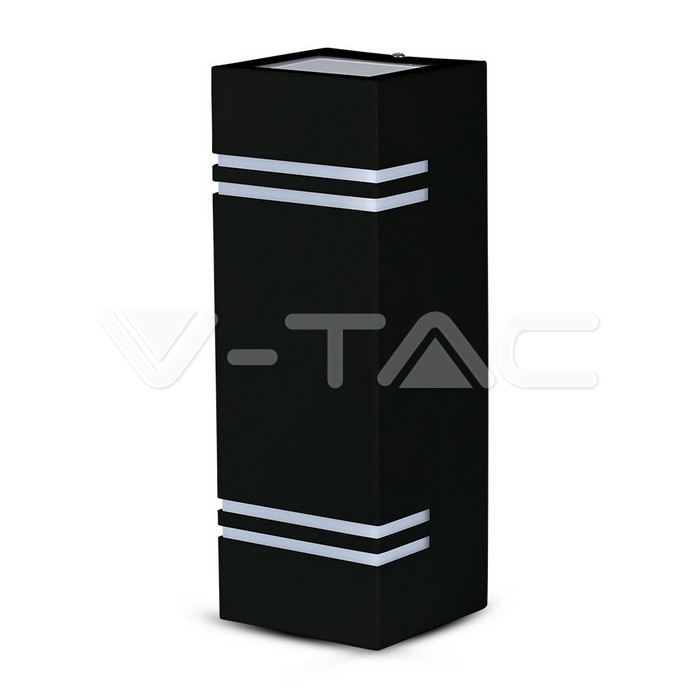 VT-7662 Wall Sleek Wall Fitting GU10 Square Black 2 Way IP44
