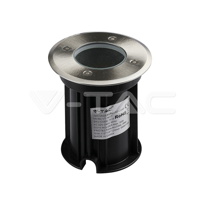 VT-7677 Under Ground Fitting Steel Body GU10 Black Round IP65