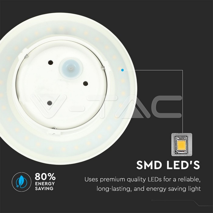 VT-743 9W Wall Lamp White Body Round IP65 4000K