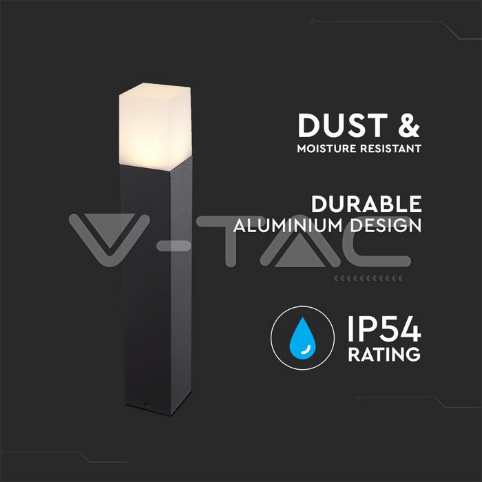 VT-7614 GU10 Garden Floor Lamp Aluminum Body Square Black 80x80x500mm IP54