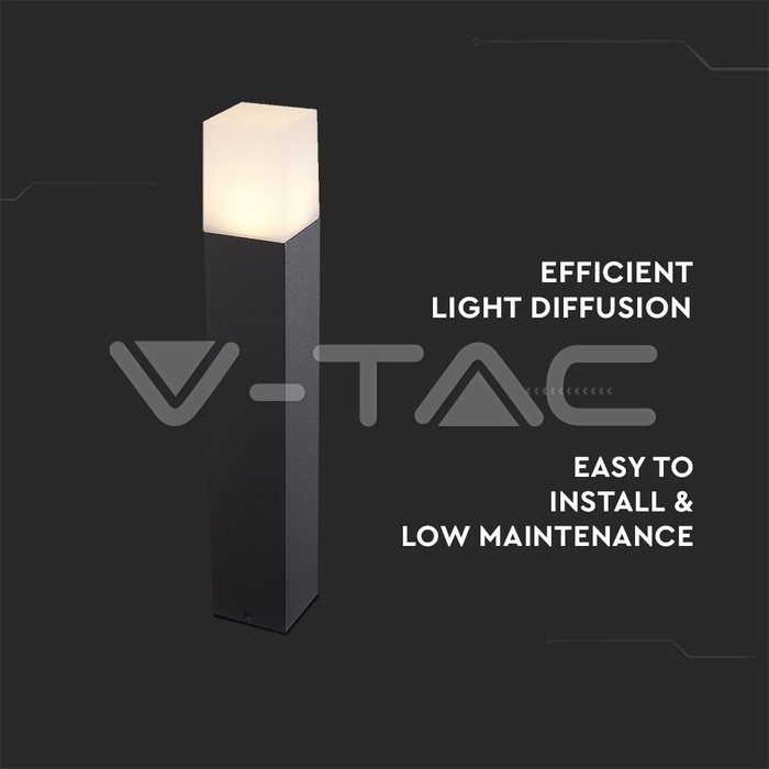 VT-7614 GU10 Garden Floor Lamp Aluminum Body Square Black 80x80x500mm IP54