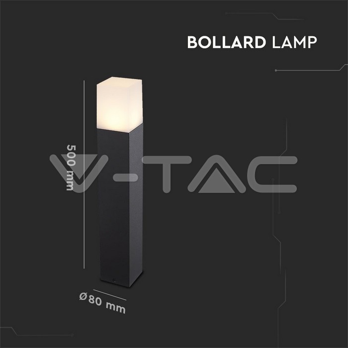 VT-7614 GU10 Garden Floor Lamp Aluminum Body Square Black 80x80x500mm IP54