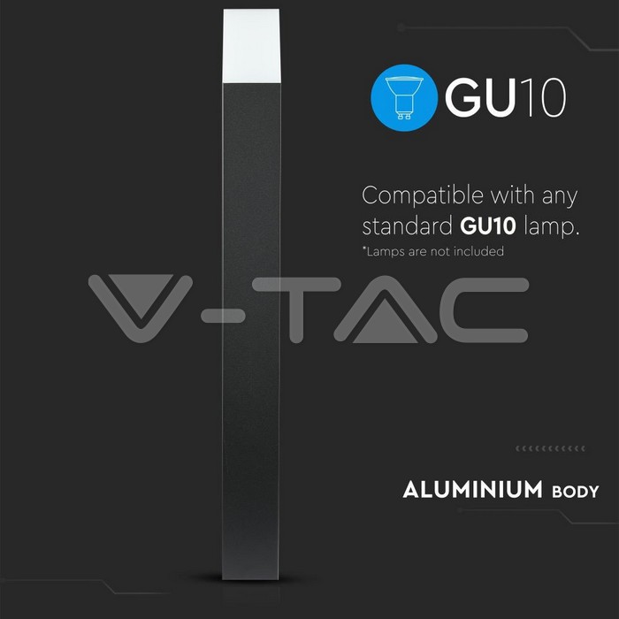 VT-7615 GU10 Garden Floor Lamp Aluminum Body Square Black 80x80x800mm IP54