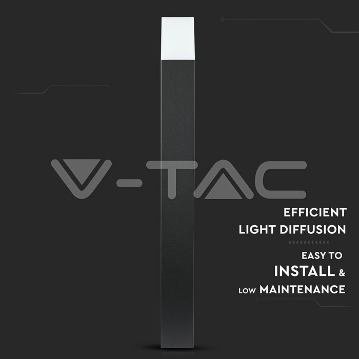 VT-7615 GU10 Garden Floor Lamp Aluminum Body Square Black 80x80x800mm IP54