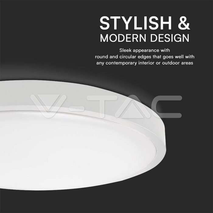 VT-8630 VT-8630 36W LED DOME LIGHT 4000K ROUND WHITE FRAME IP44