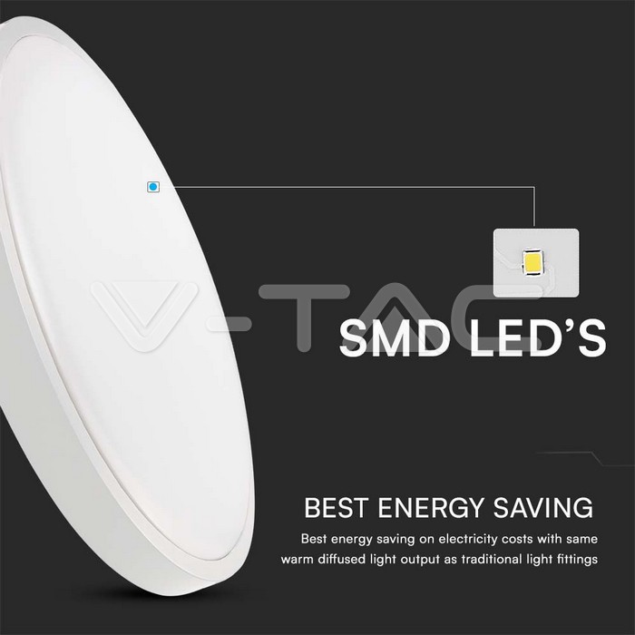 VT-8630 VT-8630 36W LED DOME LIGHT 4000K ROUND WHITE FRAME IP44