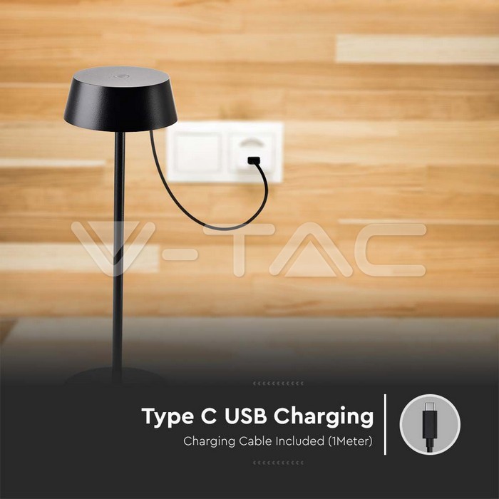 VT-7562 LED 2W TABLE LAMP 3000K BLACK BODY IP54