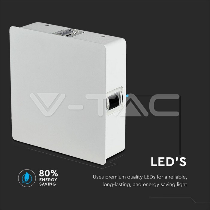 VT-704 4W LED WALL LIGHT COLORCODE:4000K IP65 WHITE BODY SQUARE