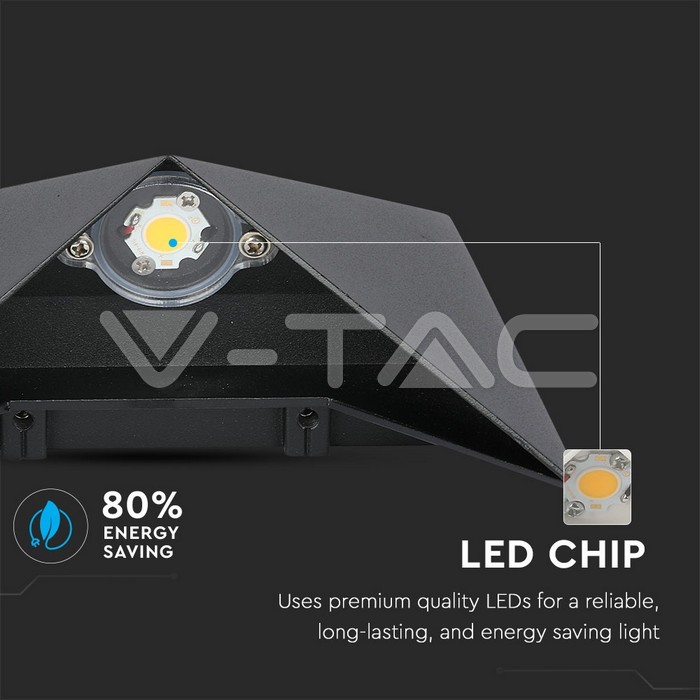 VT-825 5W LED Wall Light Black Body IP65 4000K